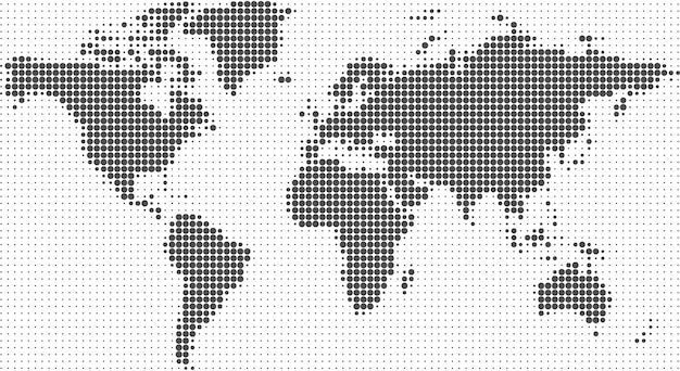 Vetor fundo de pontos de meio-tom do mapa mundo