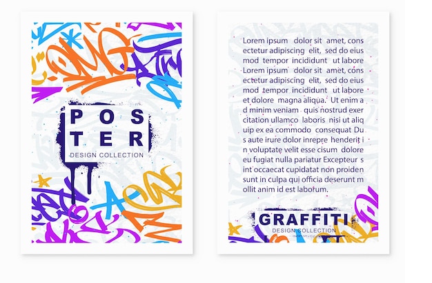 Fundo de pôster de graffiti com letras de marcador etiquetas de letras de banner de cores brilhantes