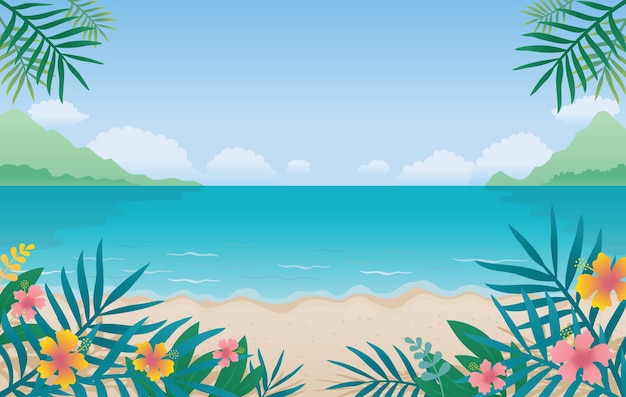Fundo de praia, mar ou oceano de verão