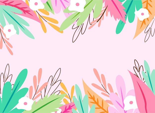 Vetor fundo de primavera desenhado com flores