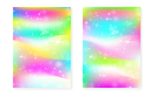 Fundo de princesa com gradiente de arco-íris kawaii Magic unicorn
