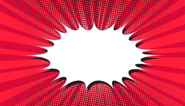 Fundo de quadrinhos de desenho animado Pop art vermelho quadrinhos livro desenho animado com padrão de pontos ilustração de halfton