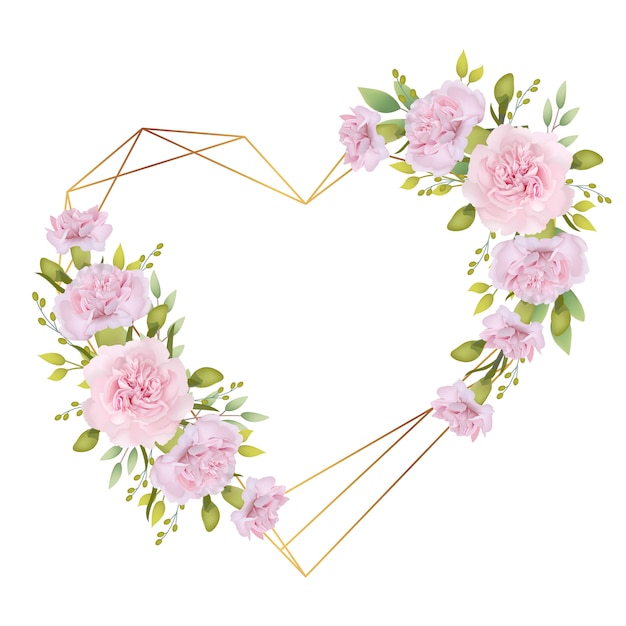 Vetor fundo de quadro de amor floral com cravos rosa