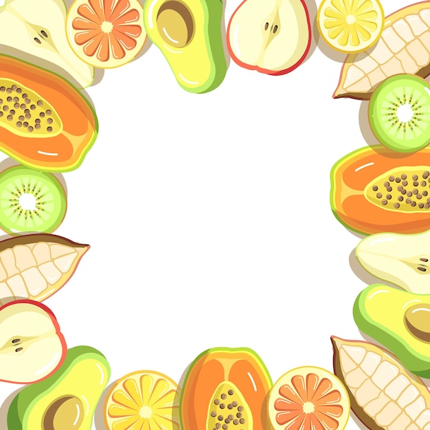 Vetor fundo de quadro de padrão de ilustração de corte de fruta