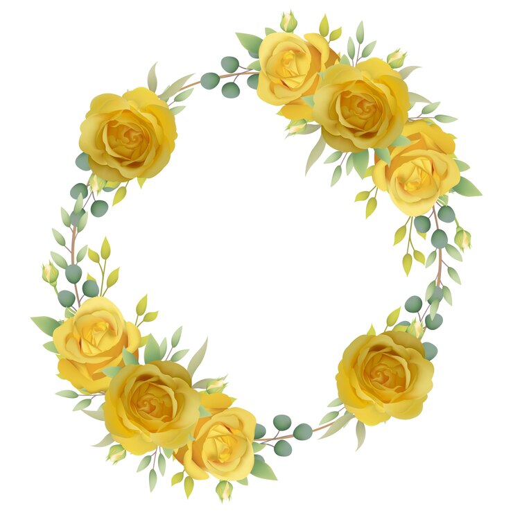 Vetor fundo de quadro floral com rosas amarelas