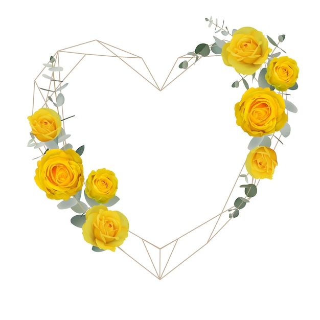 Fundo de quadro lindo amor com rosas amarelas florais
