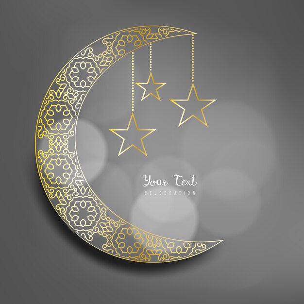 Vetor fundo de ramadan kareem com lua e luzes