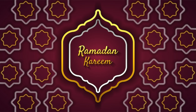 Vetor fundo de ramadan kareem com ornamento islâmico em dourado e prateado