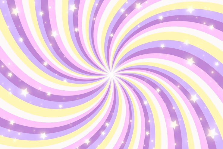 Vetor fundo de redemoinho de arco-íris com estrelas arco-íris de unicórnio radial de ilustração vetorial espiral torcida