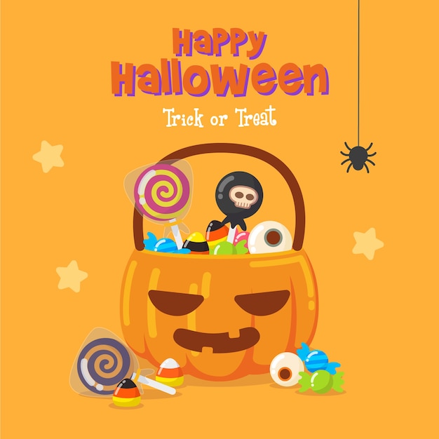 Fundo de saco de doces de abóbora de halloween