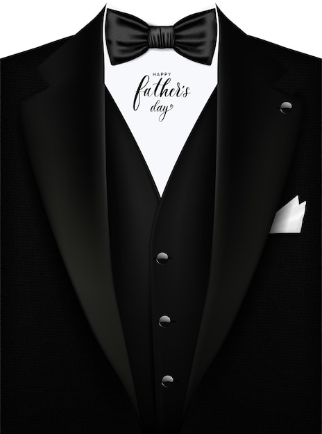 Vetor fundo de smoking realista vetorial com laço smoking de terno masculino negro com colete ilustração de símbolos masculinos para um convite uma festa corporativa design de convite para homens