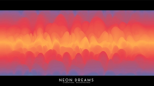 Fundo de sonhos de néon abstratos vetoriais fundo de ondas coloridas holográficas cyberpunk na moda pano de fundo textura líquida pastel iridescente para designs de cartão de cartaz de capa criativa