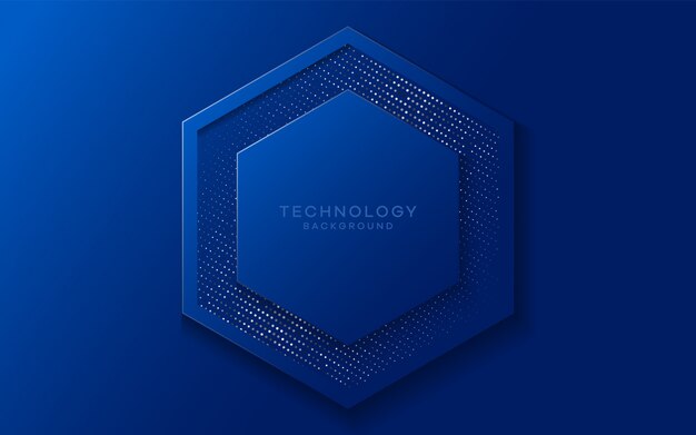 Fundo de tecnologia azul com formas de hexágono.