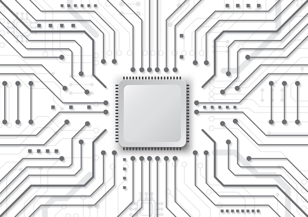 Vetor fundo de tecnologia de circuito com sistema de conexão de dados digital de alta tecnologia e design eletrônico de computador