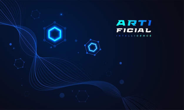 Fundo de tecnologia de inteligência artificial futurista abstrato big data background com banner de conexão de rede de conceito hexágono brilhante ou cartaz