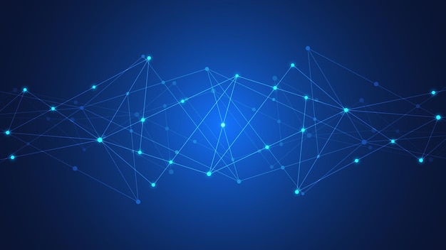 Fundo de tecnologia digital com pontos e linhas de conexão