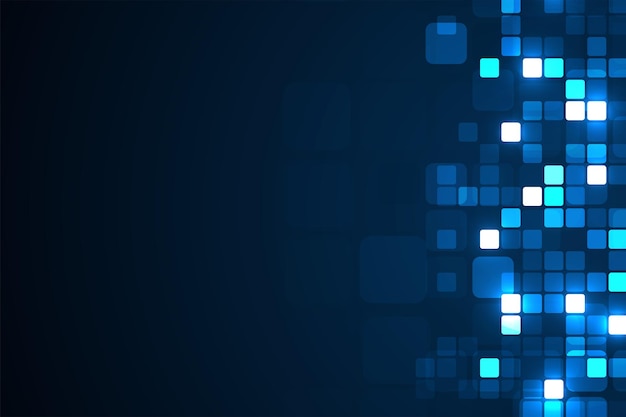 Fundo de tecnologia digital Dados digitais padrão azul quadrado Fundo de pixel