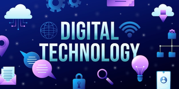 Vetor fundo de tecnologia digital em estilo gradiente