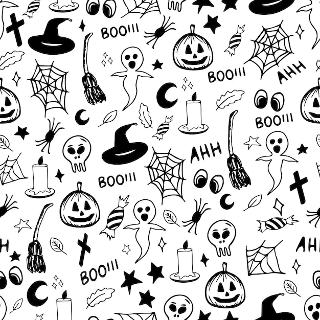 Fundo de textura padrão preto e branco de halloween