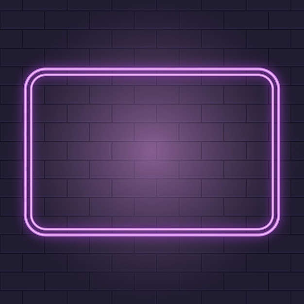 Fundo de tijolo com brilho neon roxo