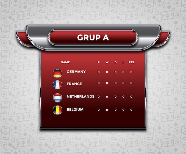 Vetor fundo de transmissão de campeonato de futebol com mesa de grupo de futebol