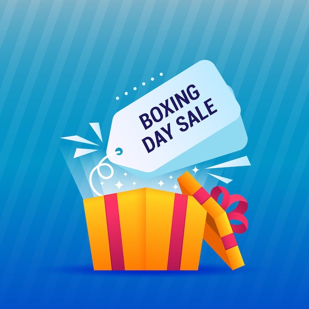 Fundo de venda de boxing day com ilustração vetorial de caixa de presente