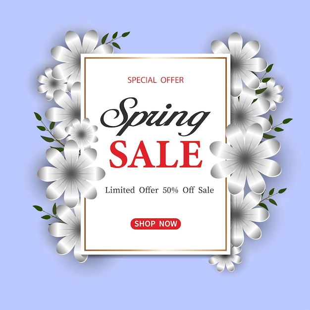 Fundo de venda de primavera com linda flor colorida ilustração vetorial