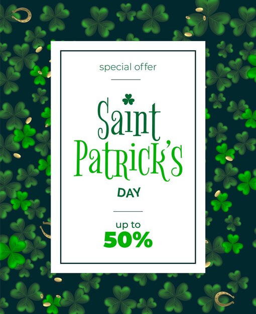 Fundo de vetor de dia de São Patrício com trevo feriado irlandês Dia de São Patrício
