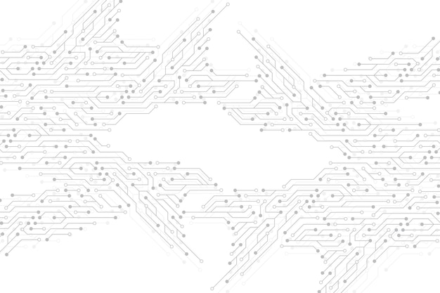 Fundo de vetor de placa-mãe de computador com elementos eletrônicos de placa de circuito Textura eletrônica para conceito de engenharia de tecnologia de computador Ilustração abstrata gerada por computador de placa-mãe