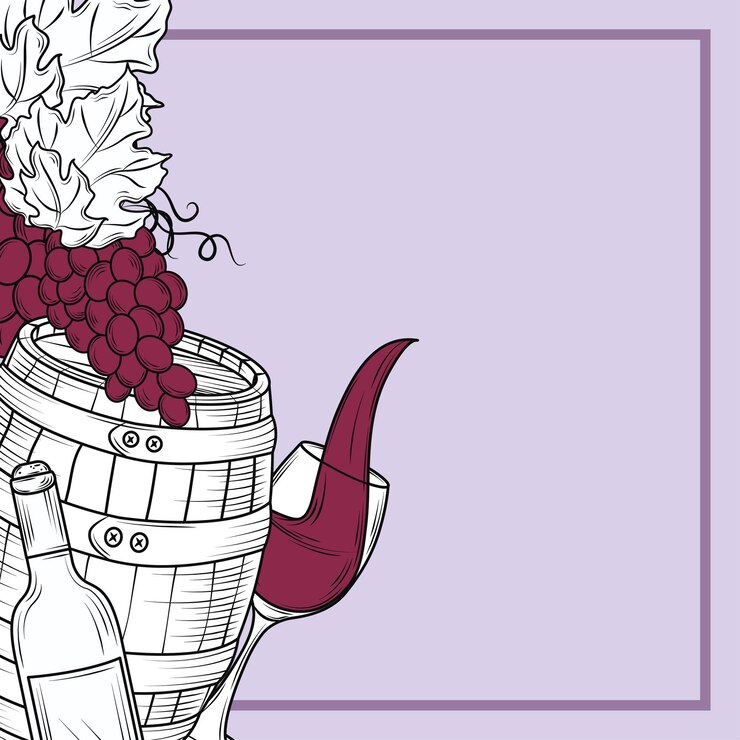 Vetor fundo de vinho desenhado à mão