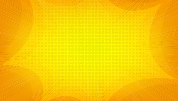 Vetor fundo de zoom em quadrinhos amarelo abstrato com efeito de meio-tom