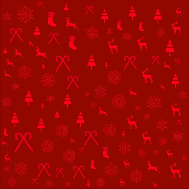 Vetor fundo decorativo de natal vermelho com elementos de natal vetor