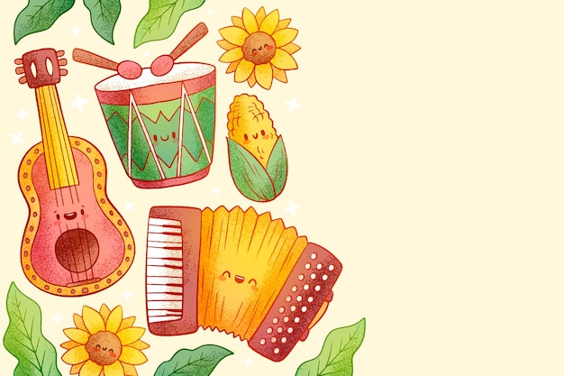 Fundo desenhado à mão para a celebração brasileira das festas juninas
