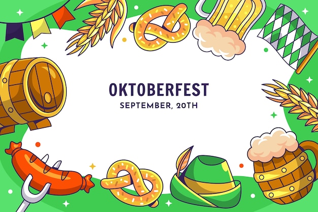 Vetor fundo desenhado à mão para a celebração do festival de cerveja oktoberfest