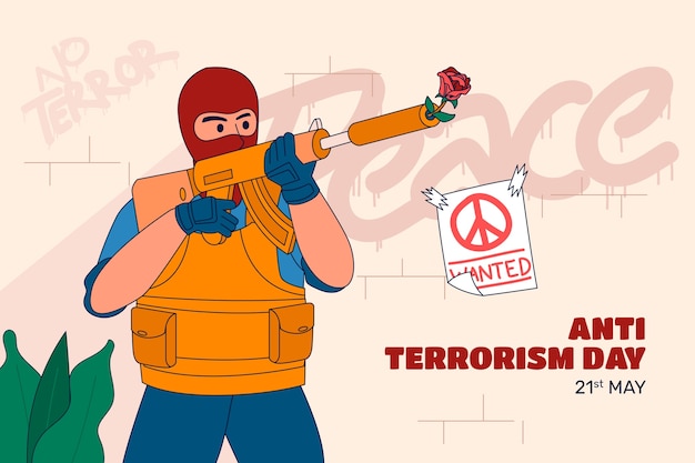 Vetor fundo desenhado à mão para o dia anti-terrorismo