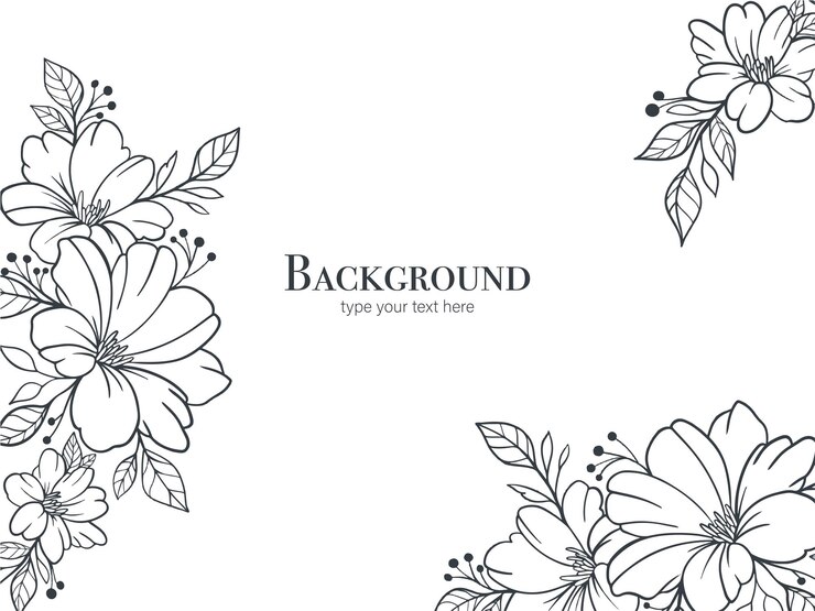 Fundo Desenho manual de linha floral