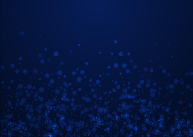 Fundo do azul do vetor da neve do brilho. Cartão de estrelas de brilho de prata. Banner de flocos de Natal. Convite de tempestade de neve caindo.