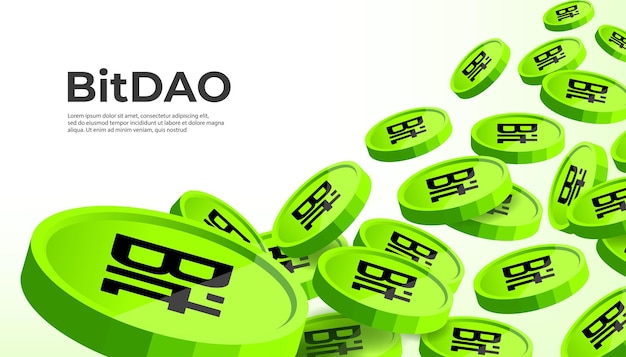 Vetor fundo do banner do conceito de criptomoeda bitdao bit