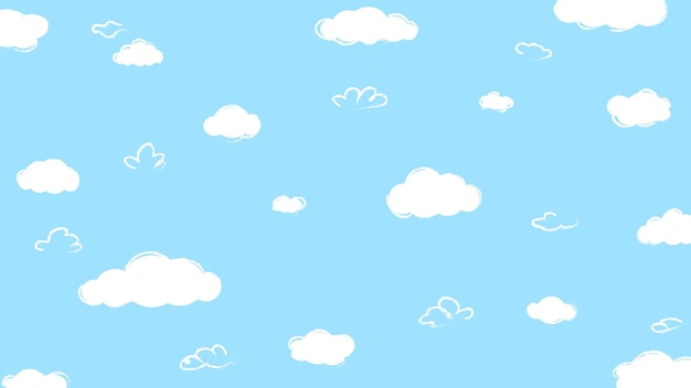 Vetor fundo do céu com a mão desenhando uma nuvem fofa