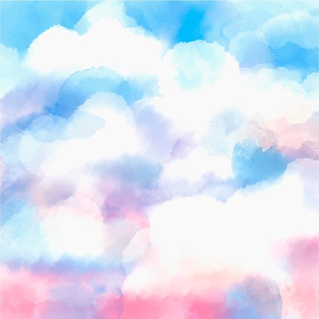 Fundo do céu em aquarela pintada à mão