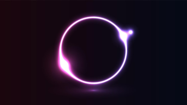 Fundo do círculo de cores dinâmico cósmico abstrato com iluminação neon brilhante em fundo escuro