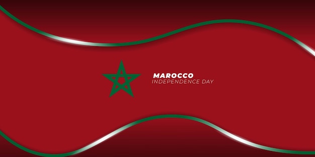 Fundo do dia da independência de marrocos com estrela verde para a bandeira de marrocos e design de fundo verde vermelho