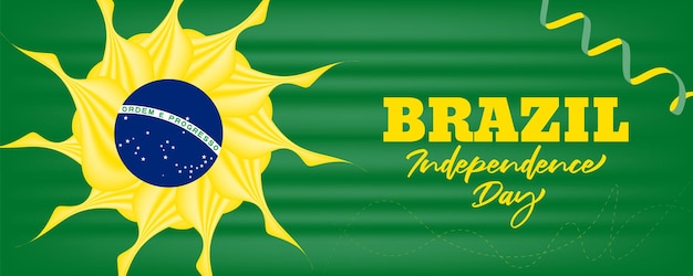 Fundo do dia da independência do brasil com ilustração de design acenando a bandeira do brasil