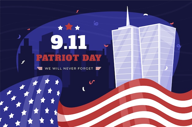 Fundo do dia do patriota desenhado à mão 9.11