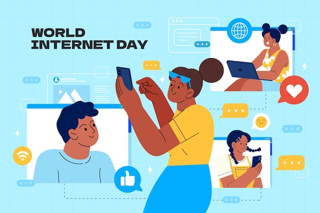 fundo do dia internacional da internet de design plano