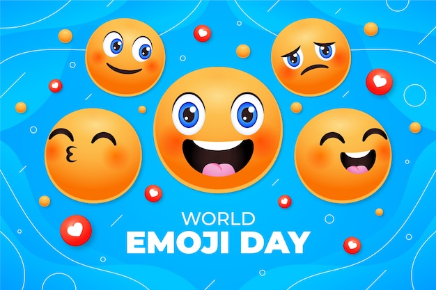 Fundo do dia mundial do emoji de gradiente
