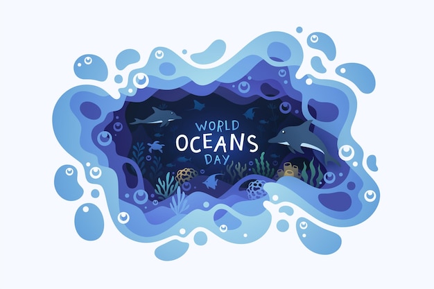 Fundo do dia mundial dos oceanos com mundo subaquático do ecossistema ambiental