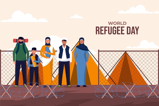 Vetor fundo do dia mundial dos refugiados