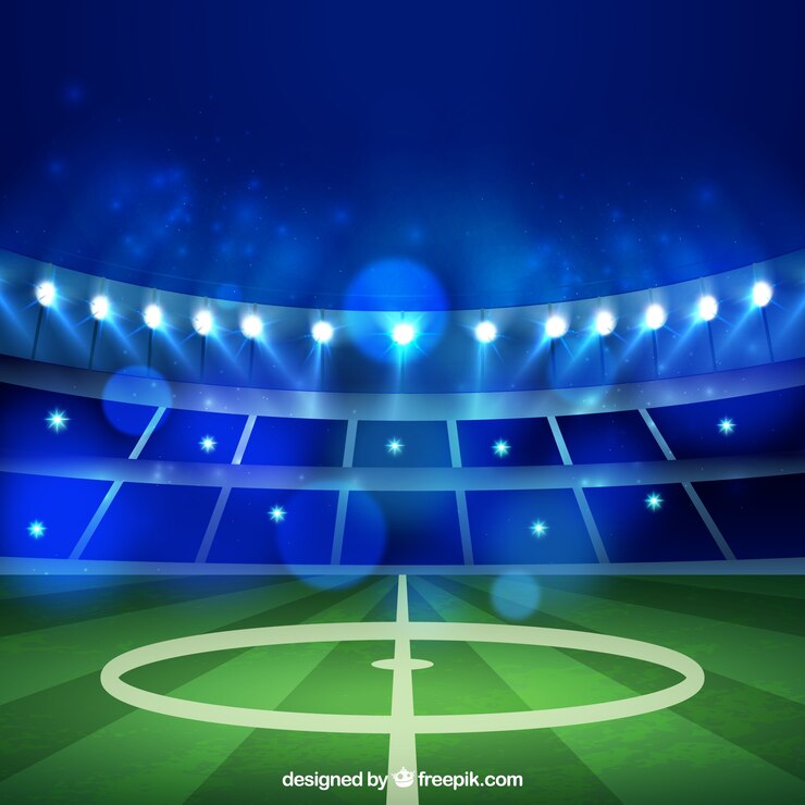 Vetor fundo do estádio de futebol no estilo realista
