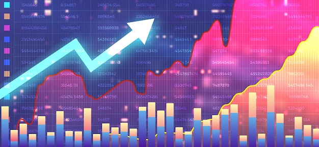 Fundo do gráfico do mercado de ações conceito de investimento empresarial